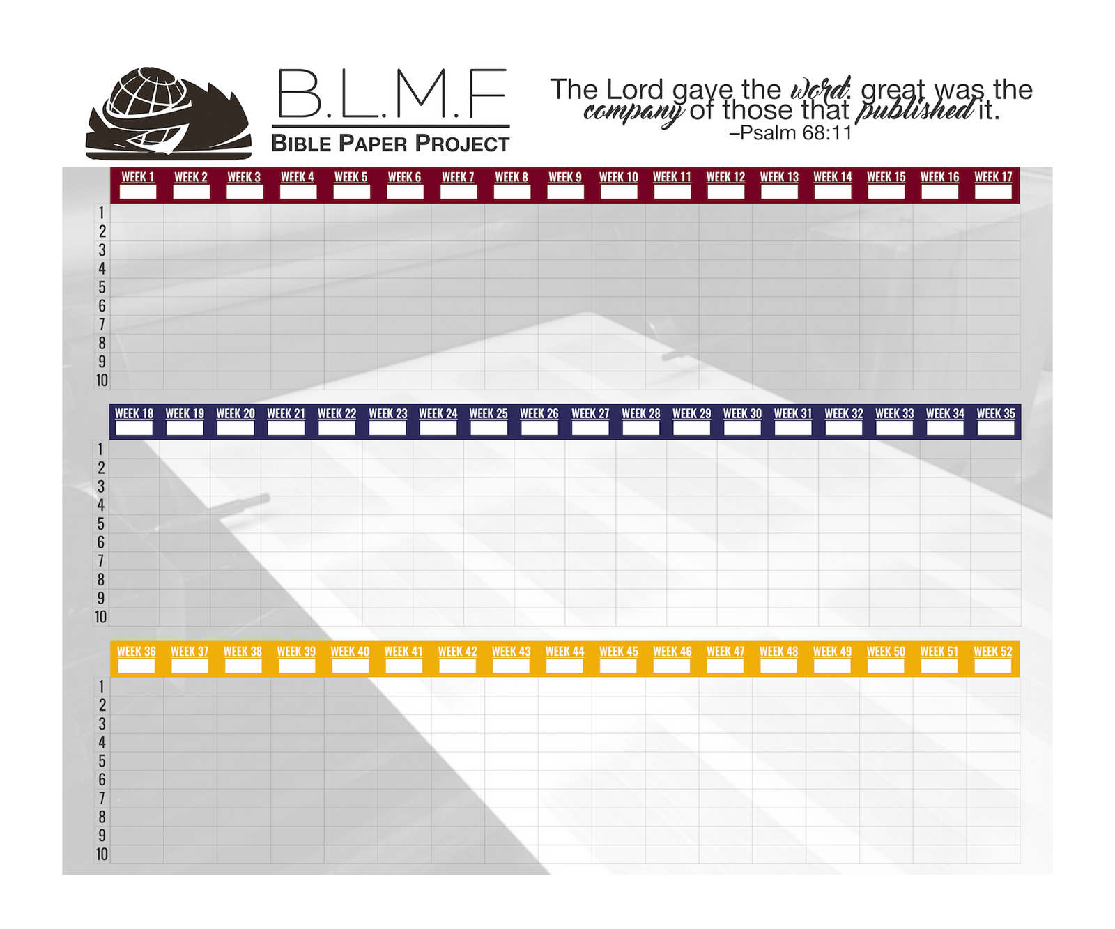 Paper Roll Project sign-up chart